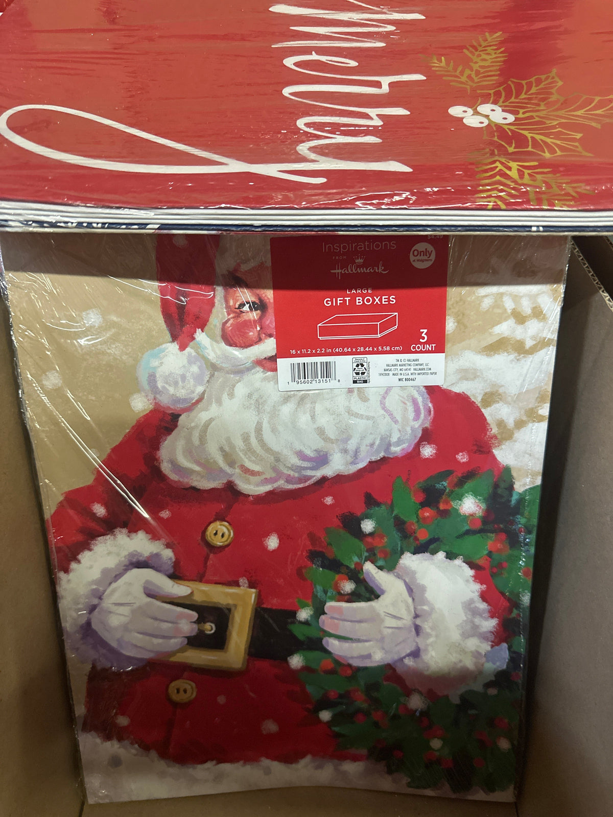 Christmas gift boxes 3 count Large 16x11x2 Santa, merry Christmas, blue withsnowflakes