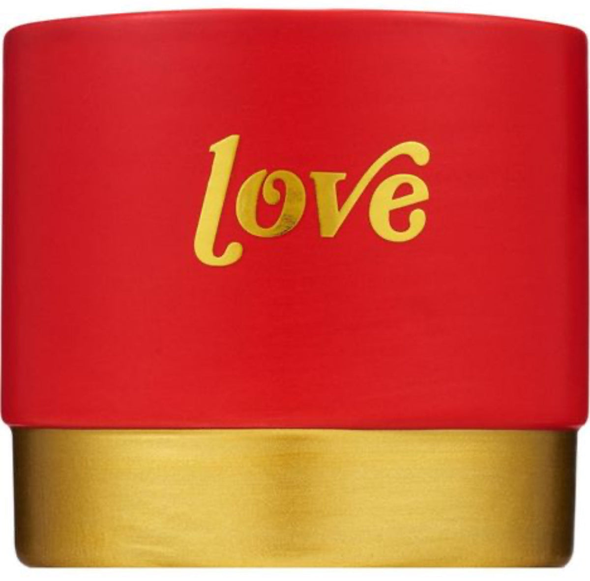 Blushed Dahlia, 12 ounce scented candle in red and gold love ceramic pot - additional view