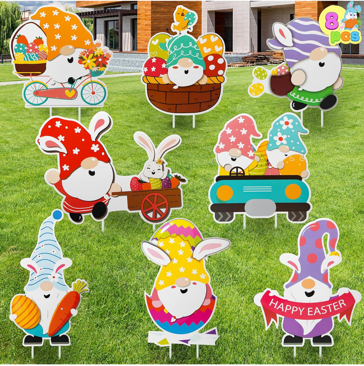 Easter Yard Signs Multi Packs - Outdoor Decorations, Bunny, Chick and Eggs Stake Signs - additional view