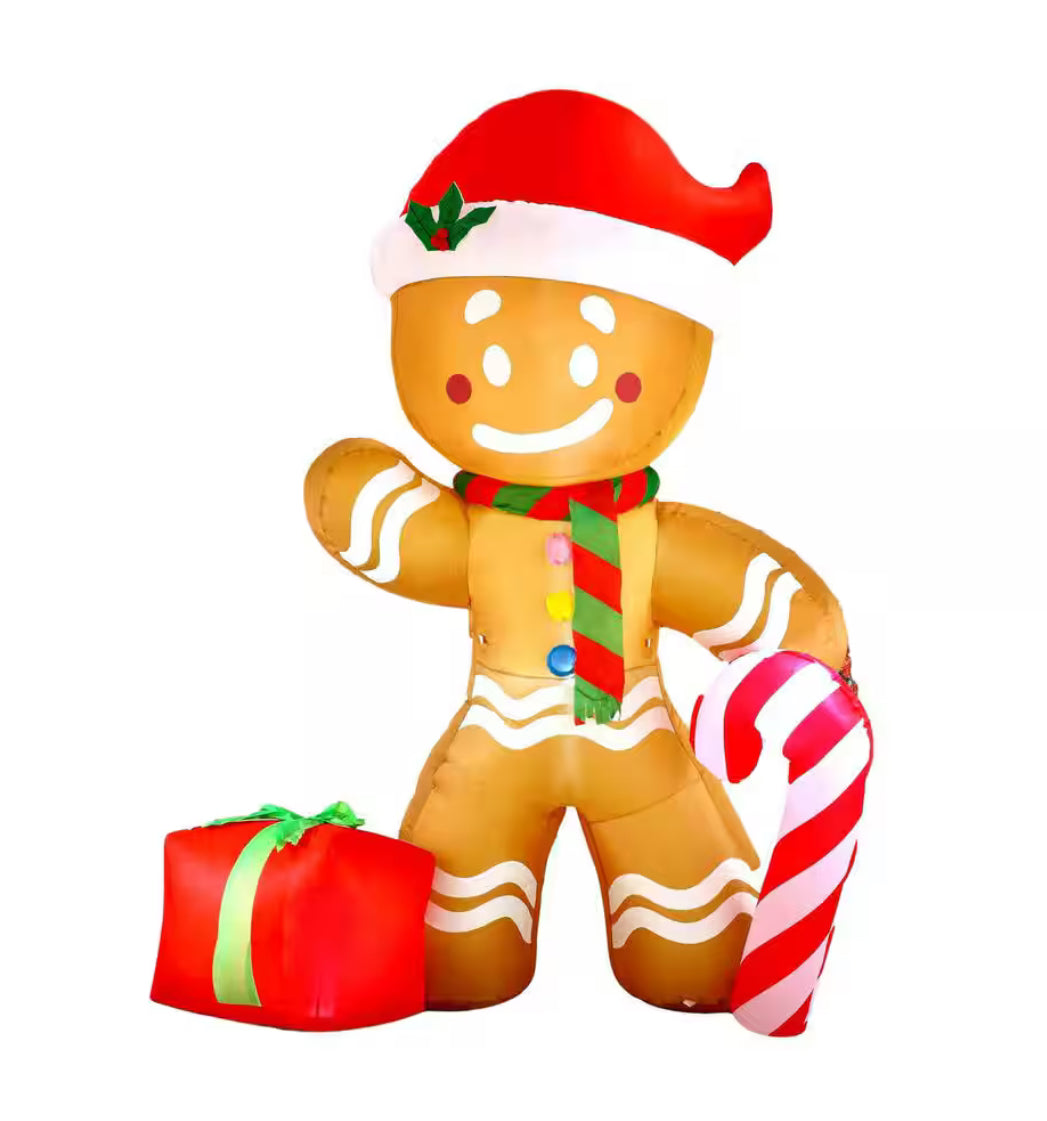 8 ft. Christmas Inflatable Gingerbread Man with Candy Cane, Inflatable Inflatable Yard Decoration with Build-in LEDs - additional view