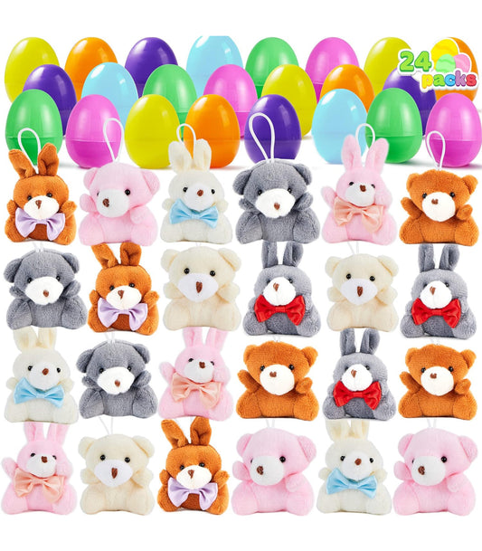 Prefilled eggs with plush bunnies and bears 24 pack, Easter, egg hunt