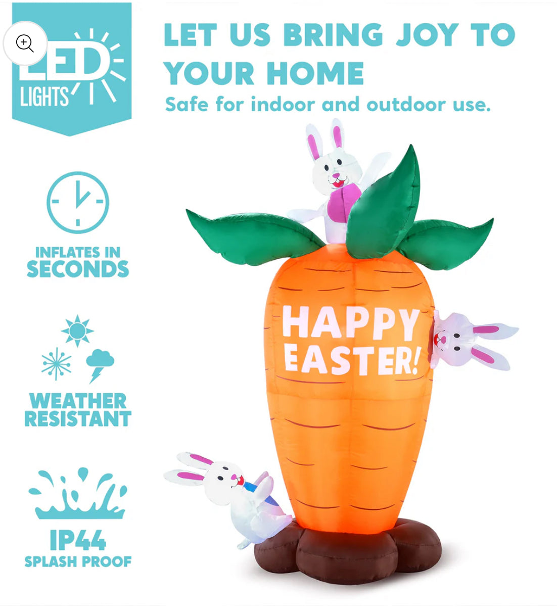 6ft Easter Inflatable Decoration Carrot - additional view