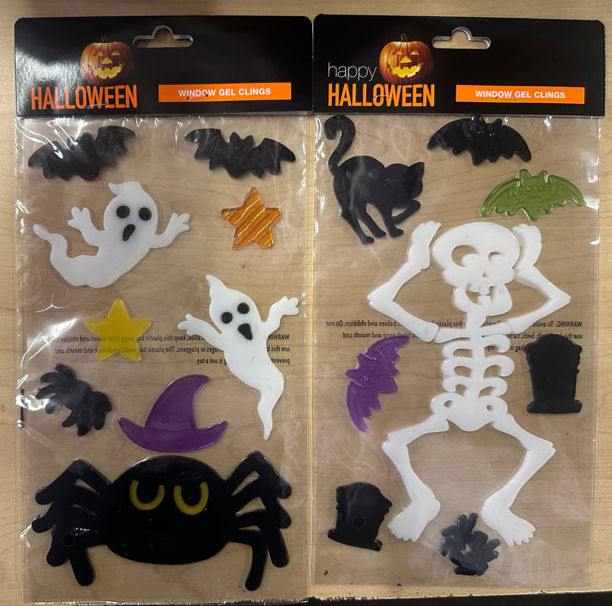 2 Halloween window gel cling multi-piece sets
