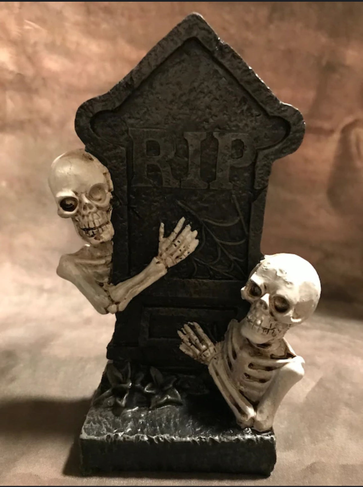 RIP headstone with skeletons Halloween decor 6 inch resin - additional view