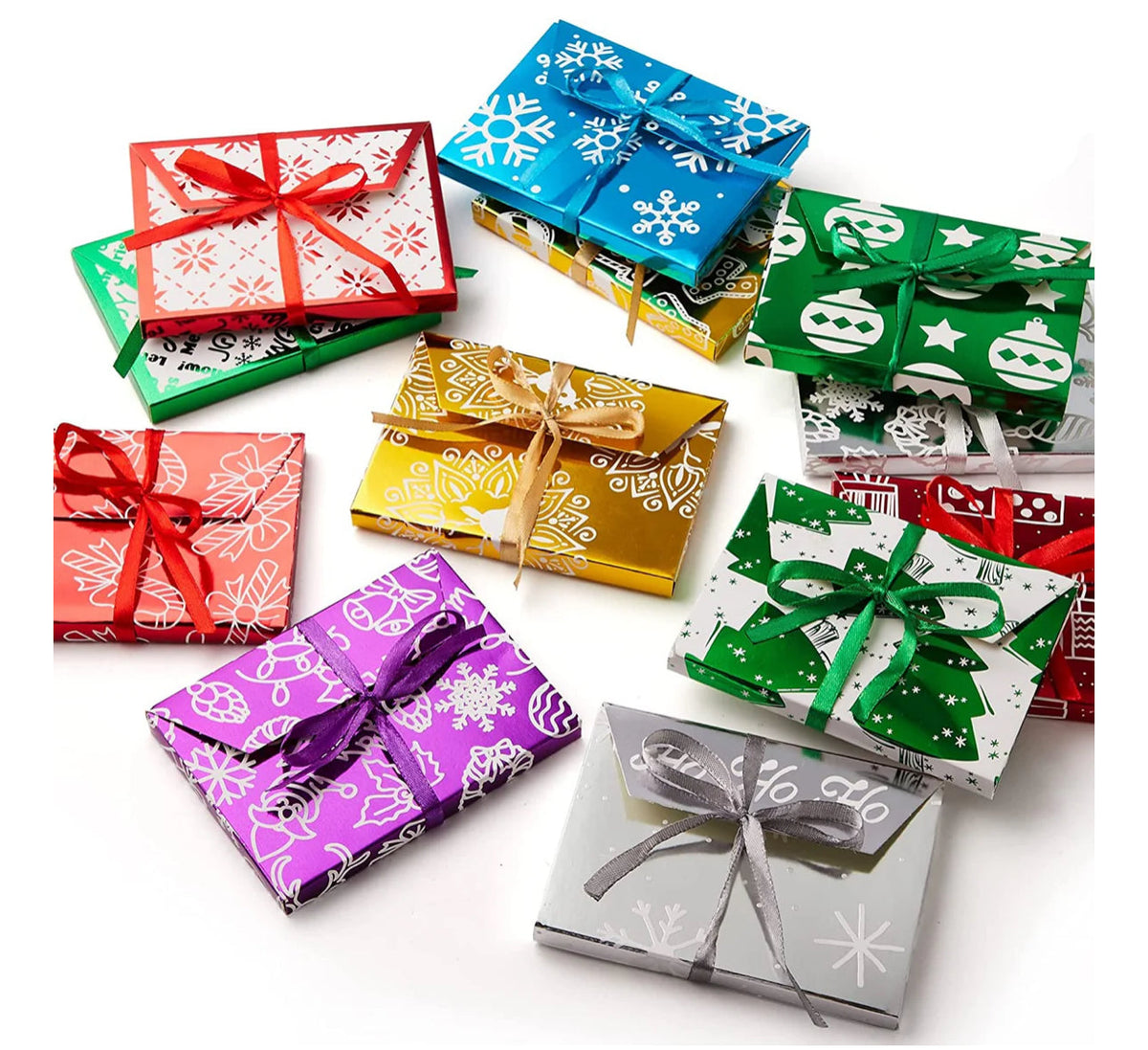 Christmas Gift Foil Wrapped Envelope Card Boxes