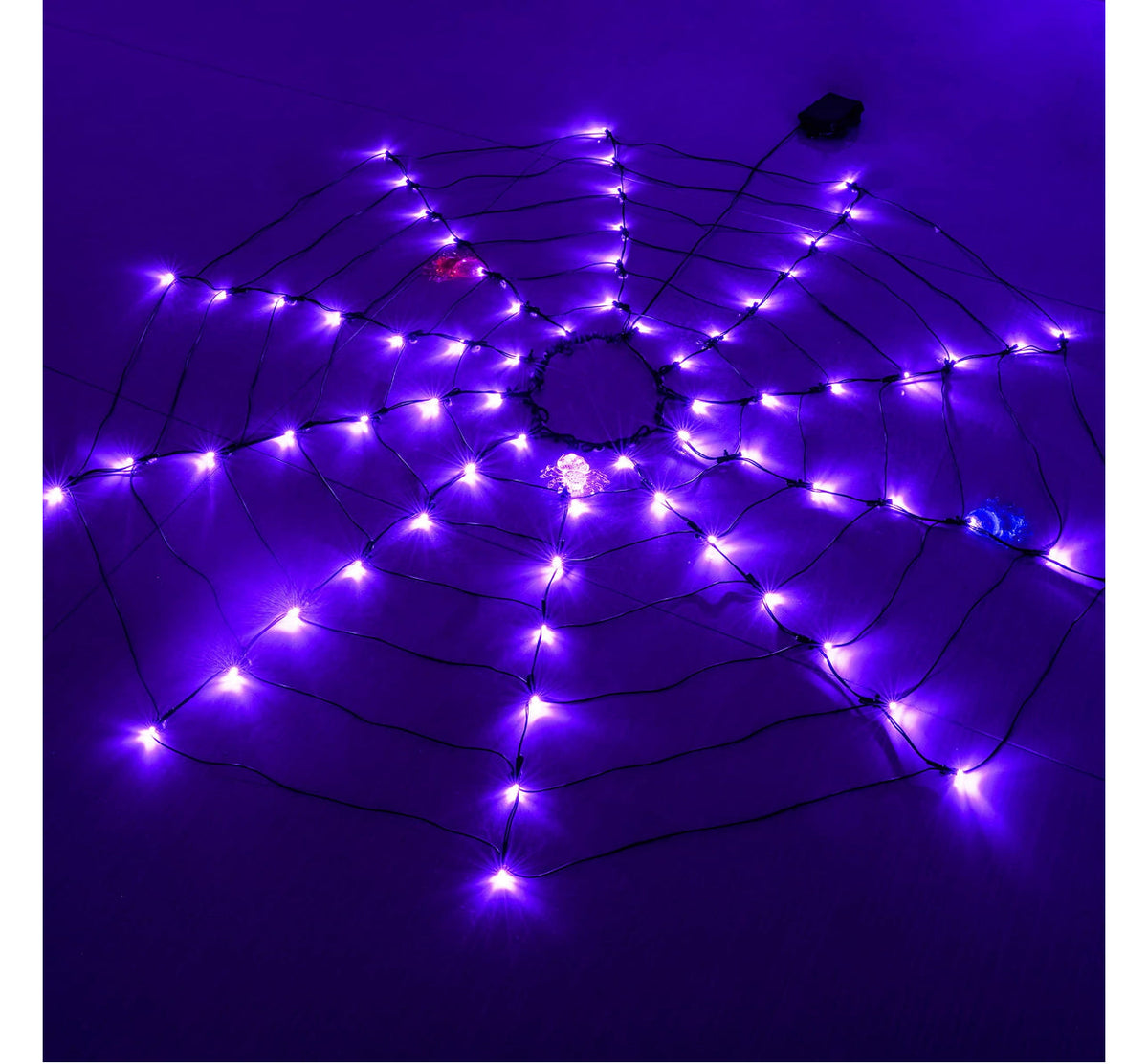 40 inch spider web of lights, purple with 3 spiders LED - additional view