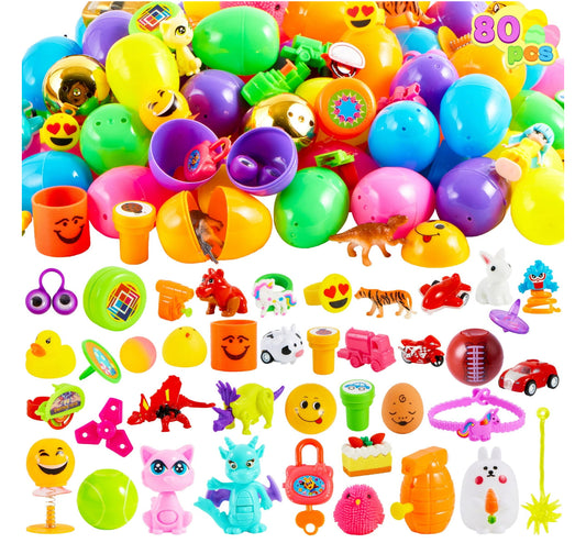80 toy filled 2.3” Easter eggs with 2 gold eggs