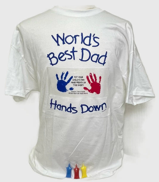 Worlds Best Dad Grandpa T Shirt w: Handprint Paint Kit. Create Personalized Gift with Child Handprints. Father's Day, Birthday or other Special Occasion