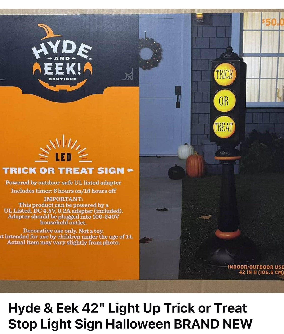 Trick or treat stoplight sign Halloween decoration