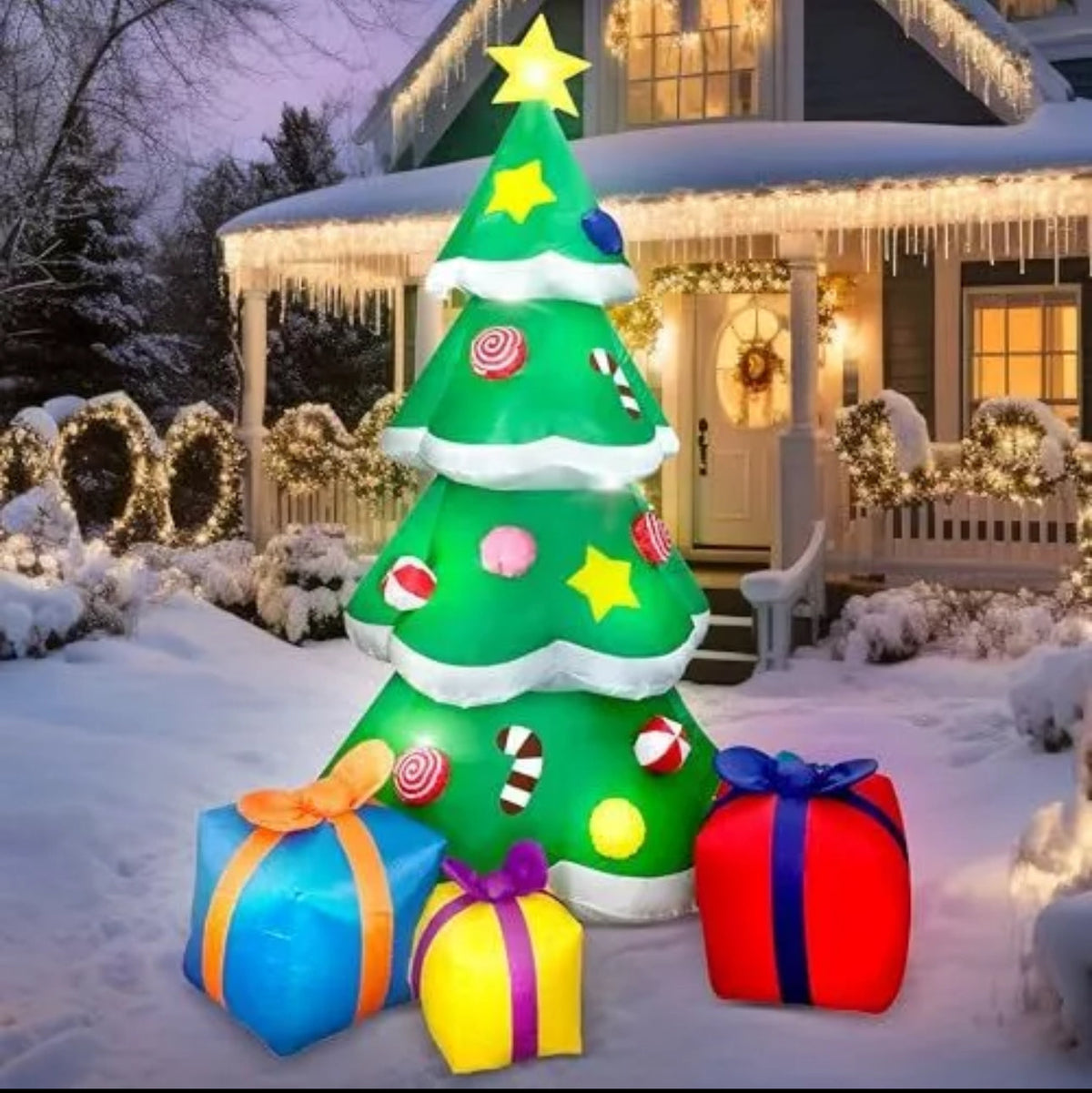 Christmas holiday yard inflatable Christmas tree with presents 7 feet tall