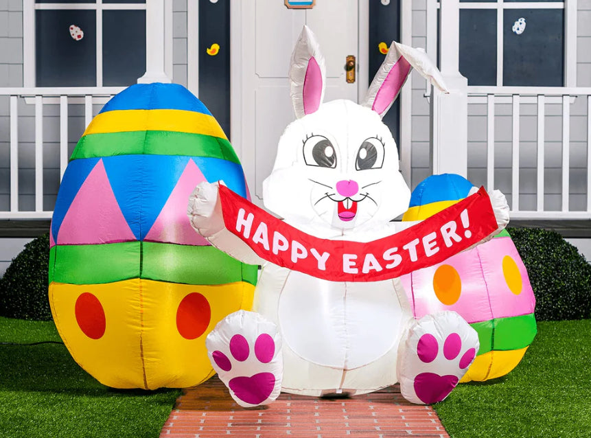 6ft LED Easter Egg and Bunny Inflatable Decoration