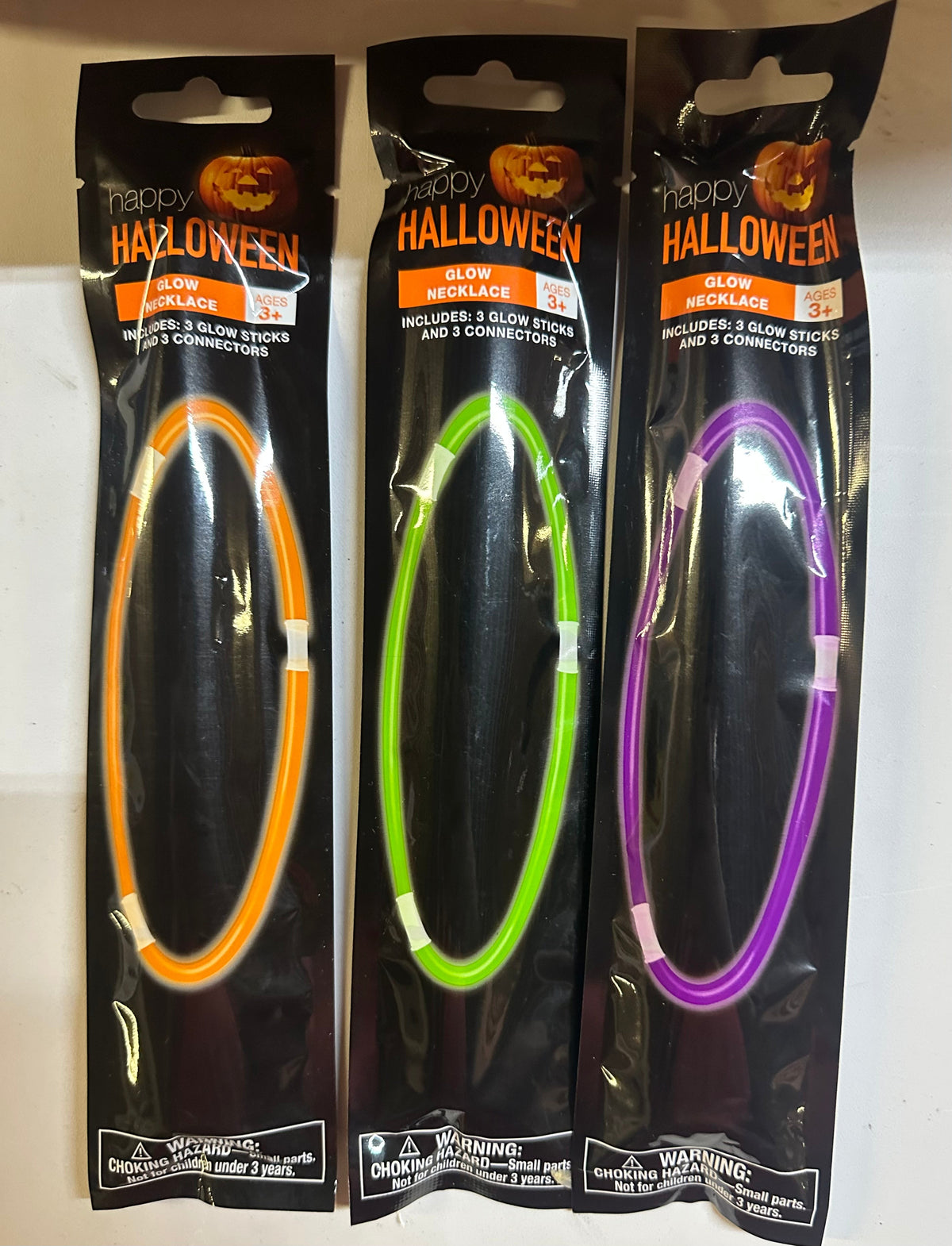 Halloween Glow Sticks, Necklaces, Bracelets with toppers, bat, pumpkin, skull - additional view