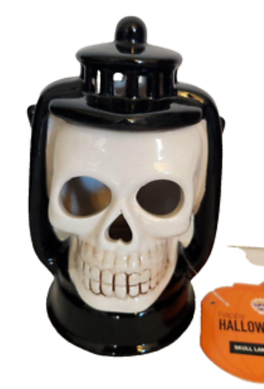 Halloween skull lantern LED light up yellow light