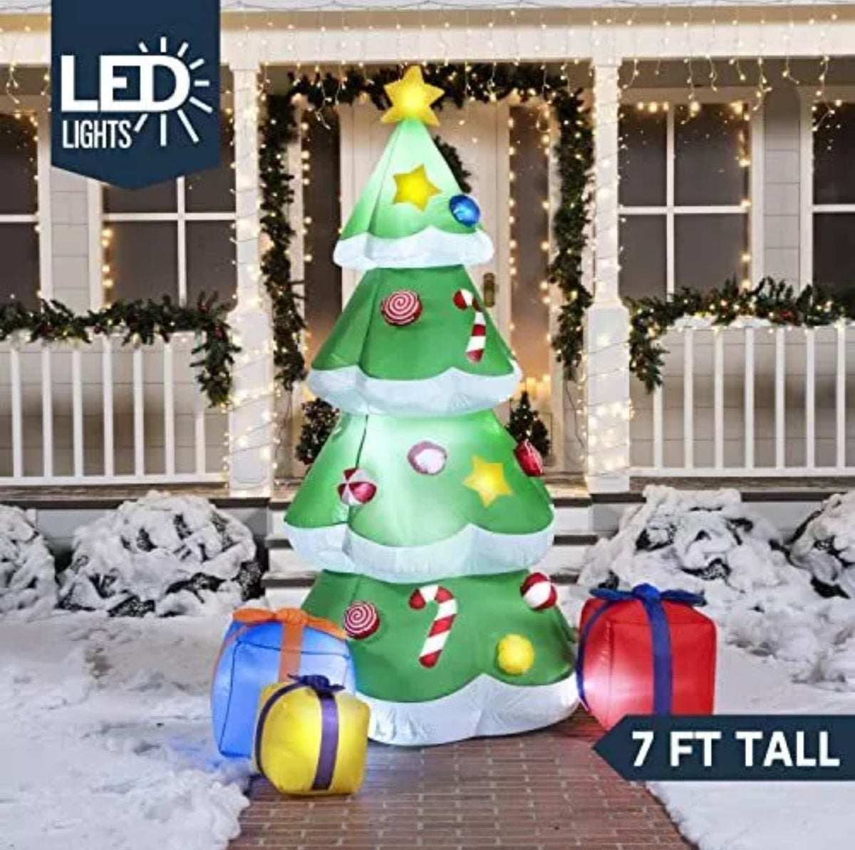 Christmas holiday yard inflatable Christmas tree with presents 7 feet tall - additional view