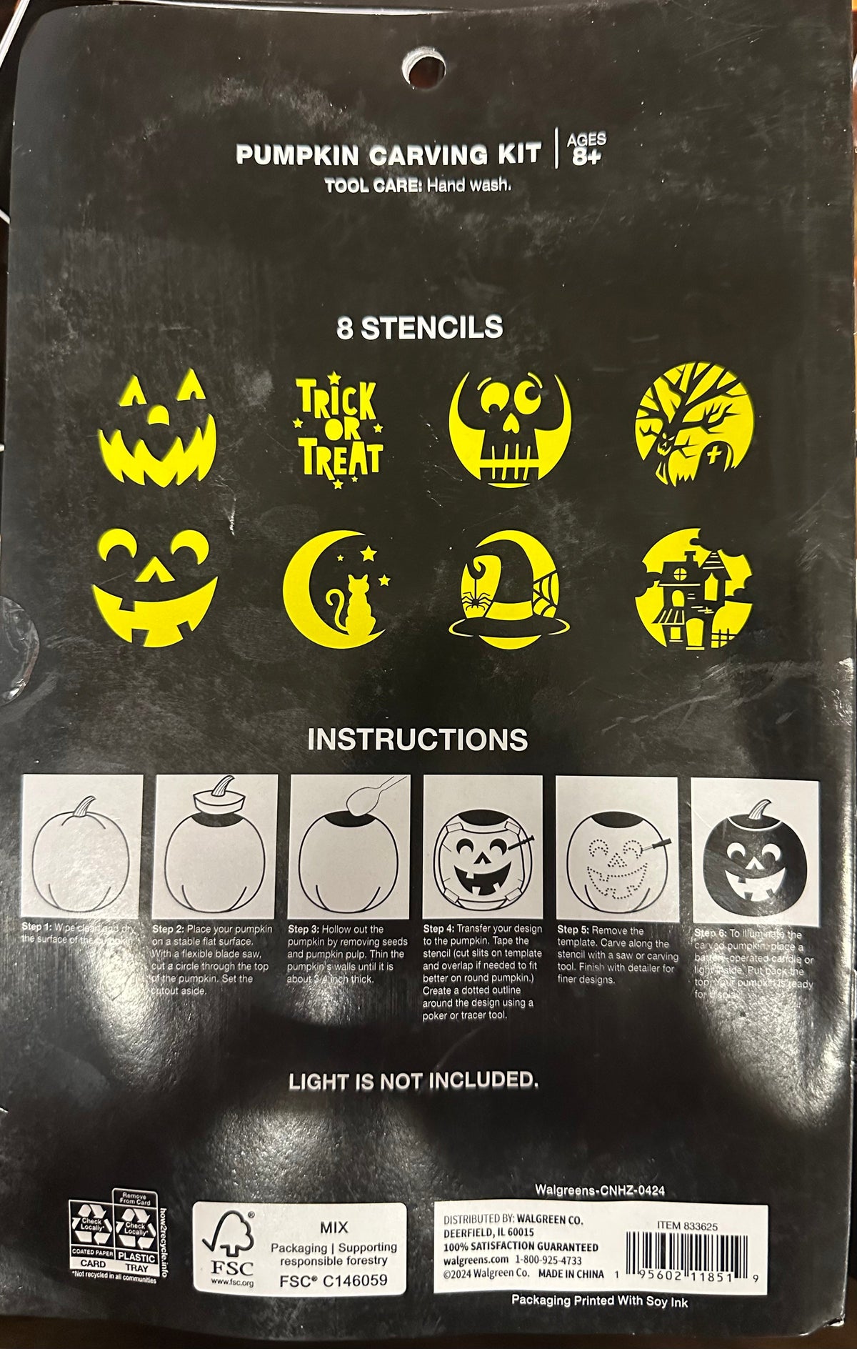 4-piece pumpkin carving kit for Halloween with 8 stencils - additional view