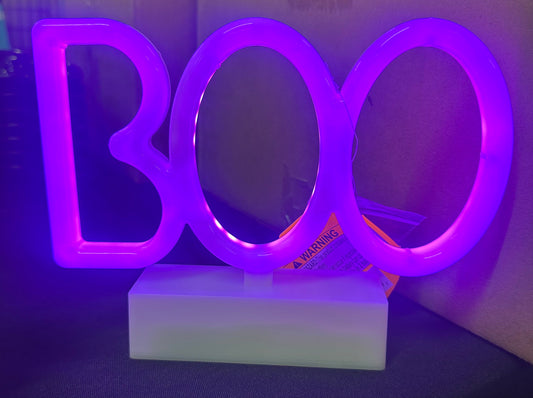 Halloween “BOO” led light purple 8x6”