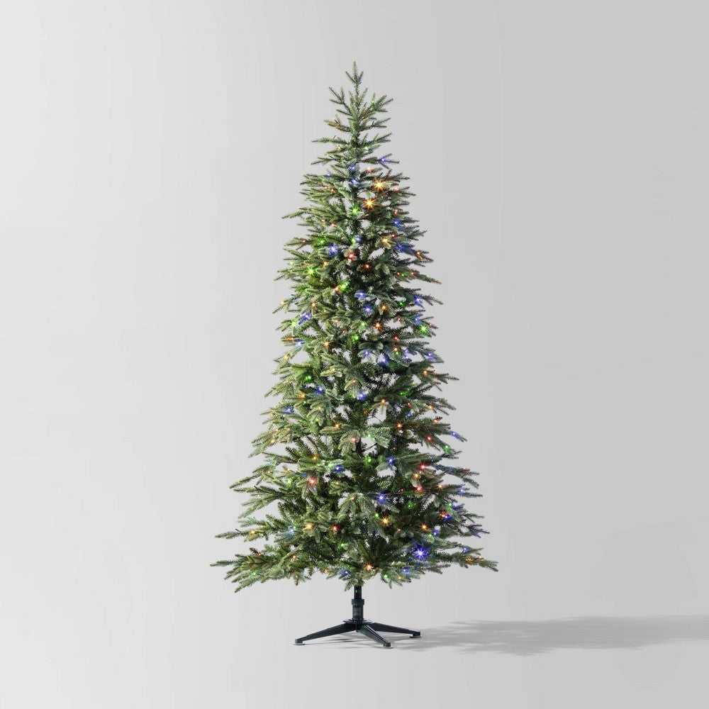 7.5' Pre-lit LED Indexed Balsam Fir Artificial Christmas Tree Dual Color Lights - Wondershop™
