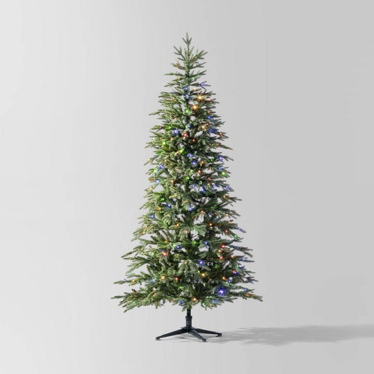 7.5' Pre-lit LED Indexed Balsam Fir Artificial Christmas Tree Dual Color Lights - Wondershop™