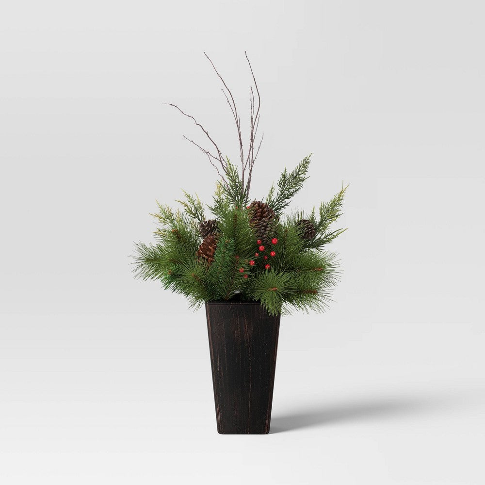 3.5' Decorated Spruce Tip in Bronze Plastic Pot Mini Artificial Christmas Tree - Wondershop™