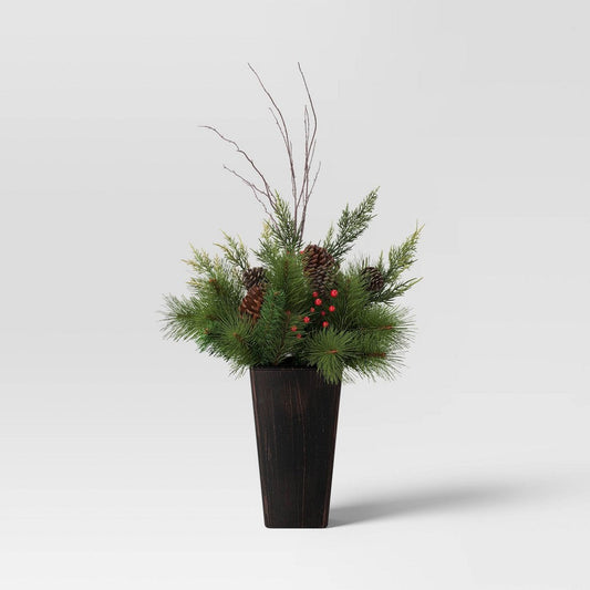3.5' Decorated Spruce Tip in Bronze Plastic Pot Mini Artificial Christmas Tree - Wondershop™