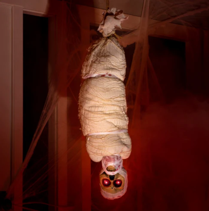35in Animated Light Up Hanging Halloween Cocoon Corpse