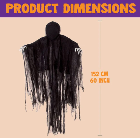 5 Ft Dark Hanging Grim Reaper - additional view