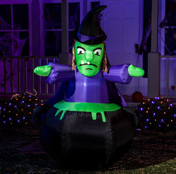 Inflatable Witch in Cauldron - 6 ft Halloween Inflatable Yard Decoration