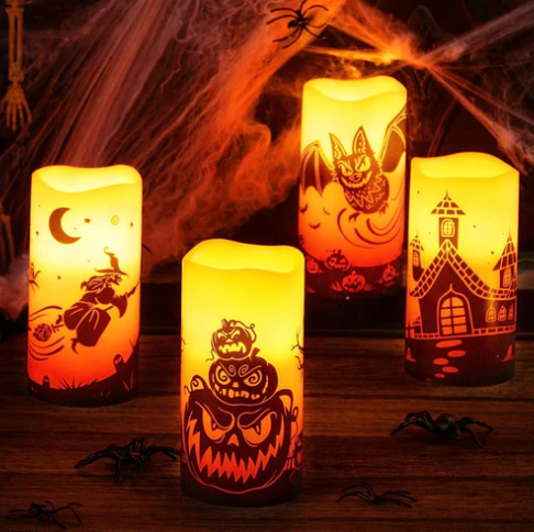 Halloween Flameless Candles, 4 Pcs decoration