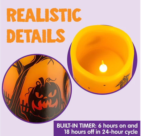 Halloween Flameless Candles, 4 Pcs decoration - additional view