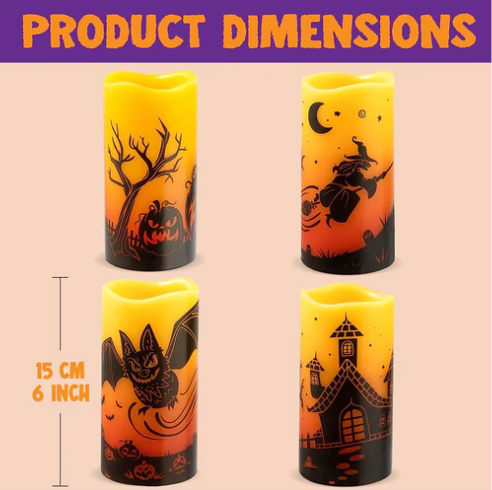 Halloween Flameless Candles, 4 Pcs decoration - additional view