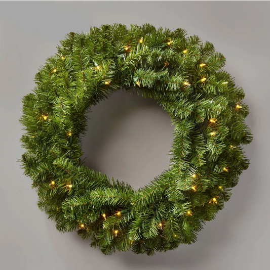 28in Pre-lit Artificial Christmas Wreath Clear Lights - Wondershop™