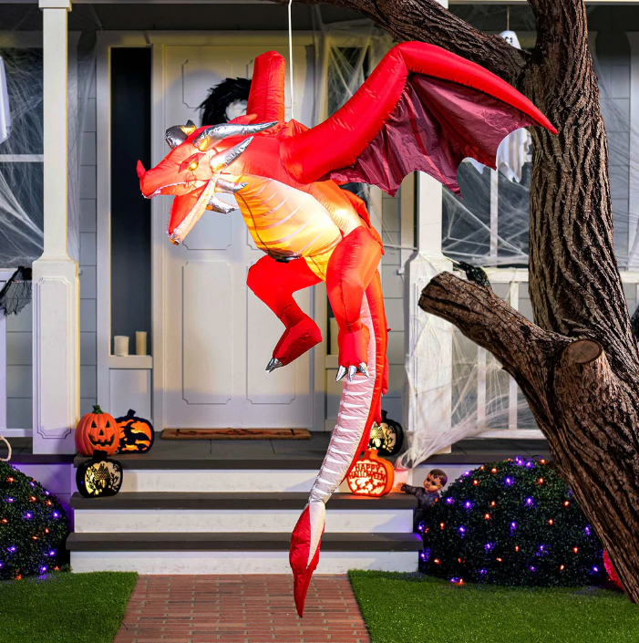 Hanging Flying Dragon - 5 ft Halloween Inflatable Yard Decoration