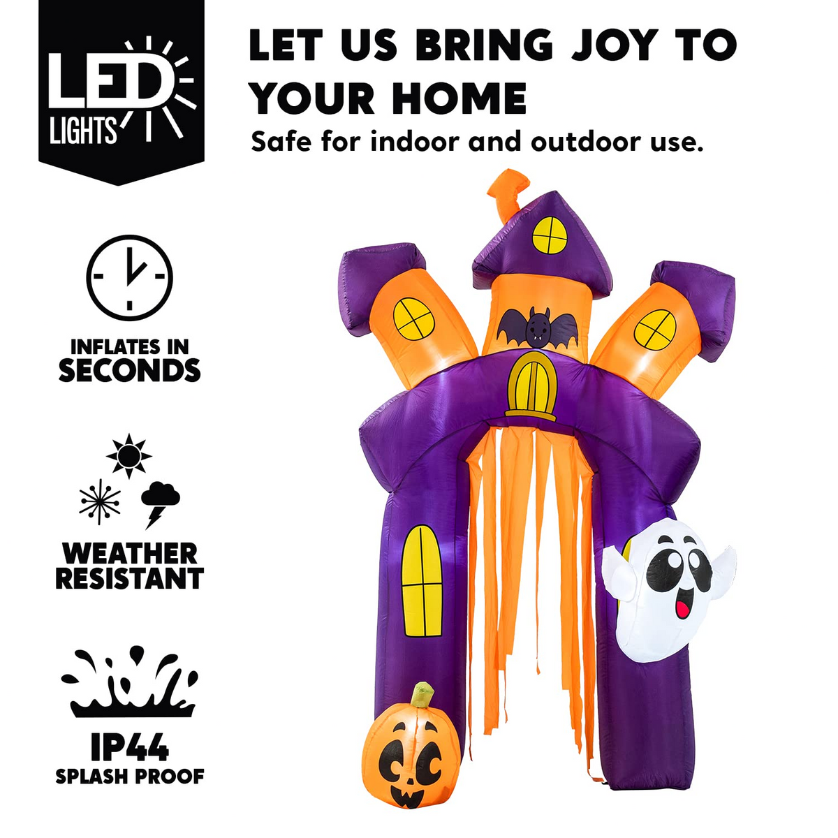 Joiedomi 8.5 Ft Tall Halloween Inflatable Twisted Castle Archway with LEDs